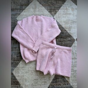 Merokeety Women’s Cozy Pink Sweater & Shorts Set, Sz Extra-Large